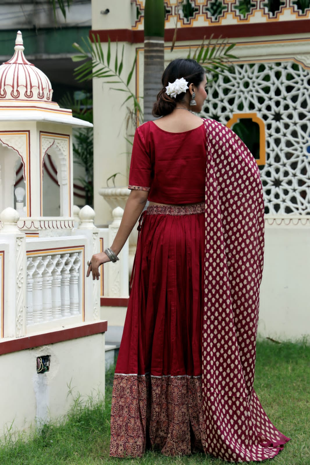 Crimson Red Mul Cotton Lehenga Set