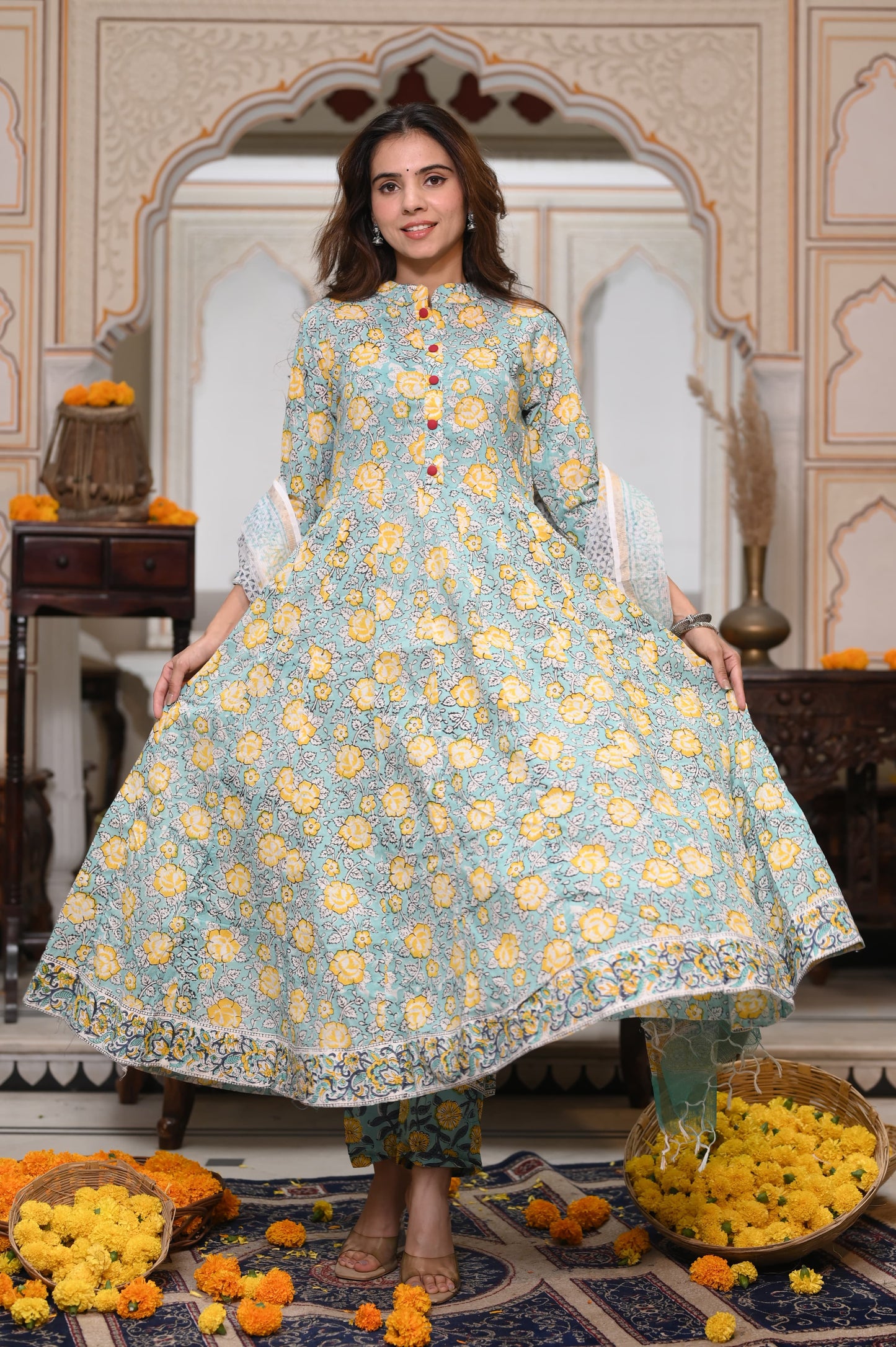 Pastel Mul Cotton Anarkali Suits