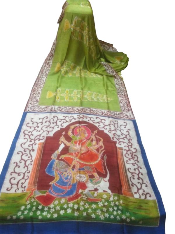 Durga Batik Mulberry Silk saree