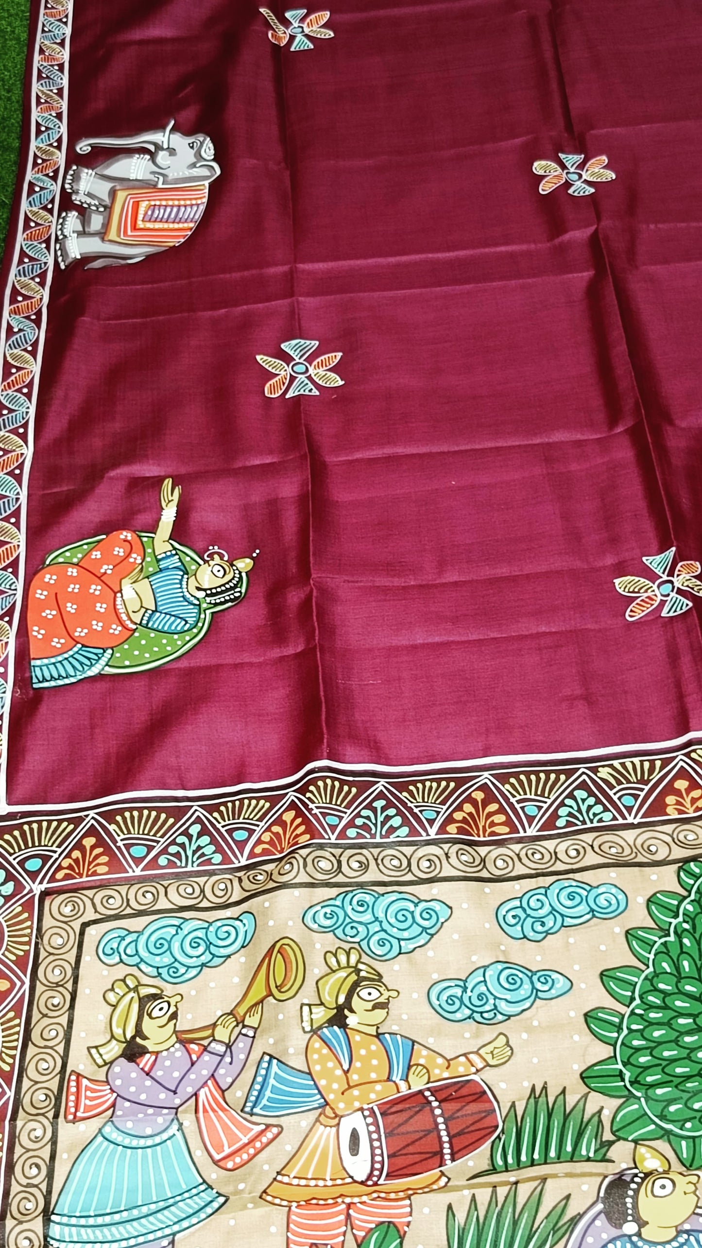 Phad Painting Bishnupuri Silk Saree