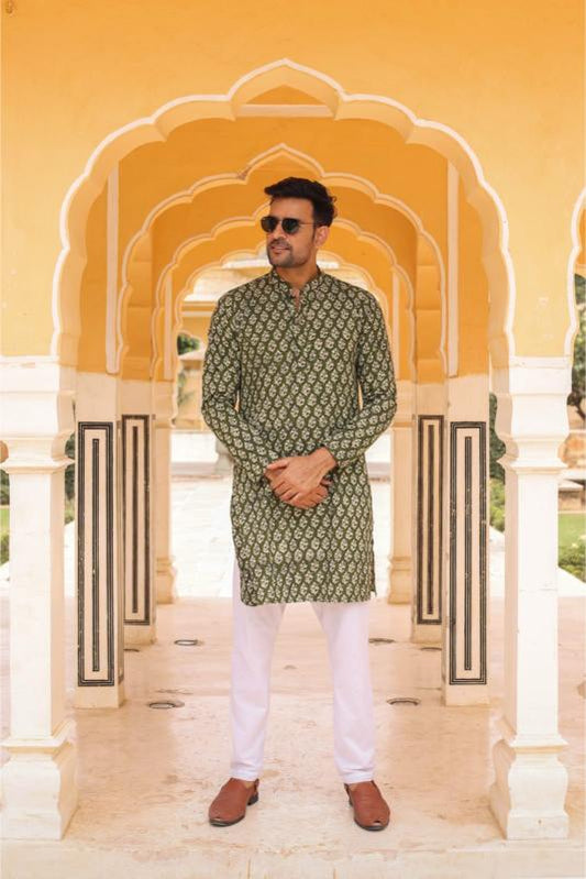 Moss Green Cotton Kurta