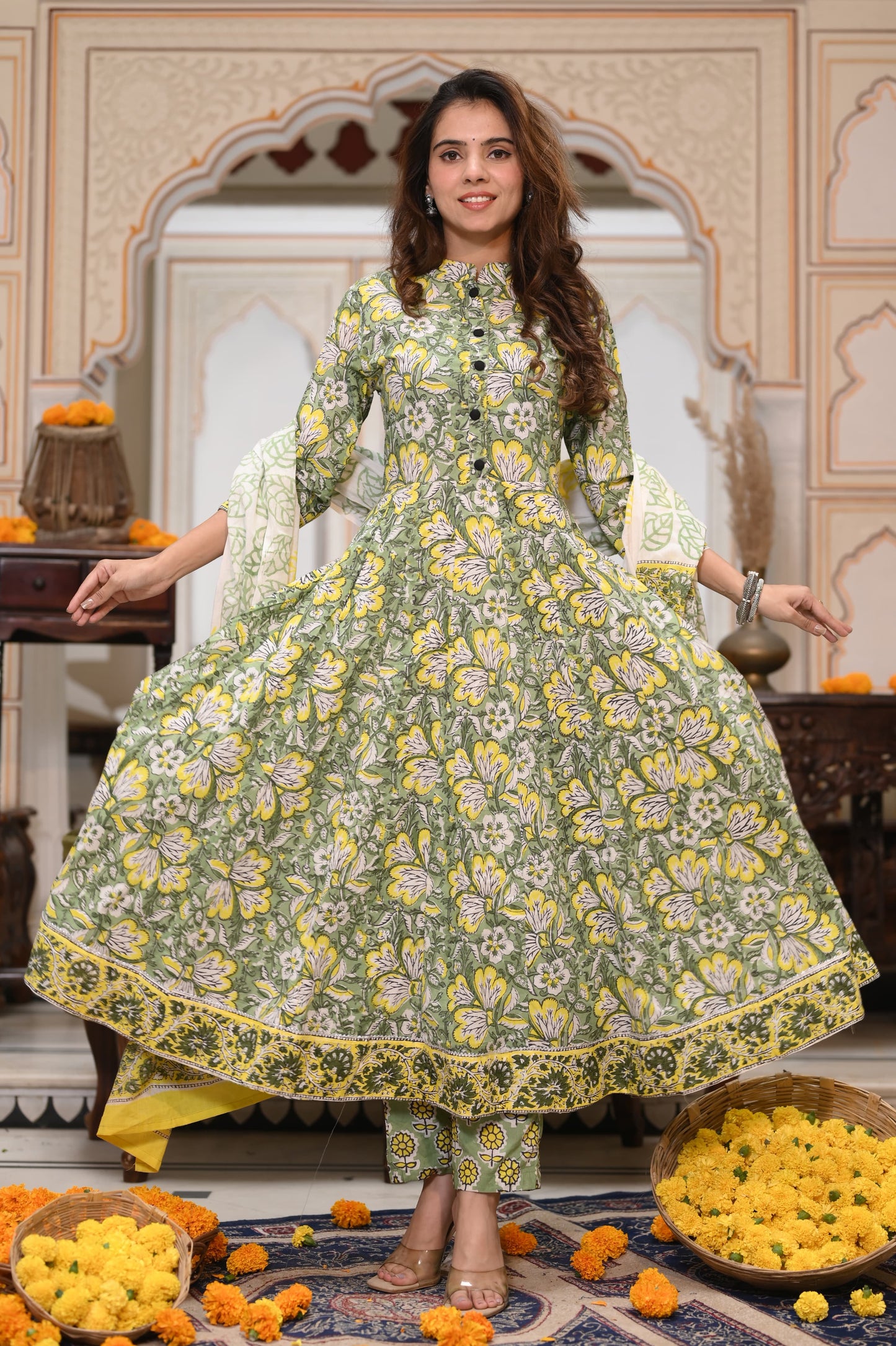 Floral Mul Cotton Anarkali Suits