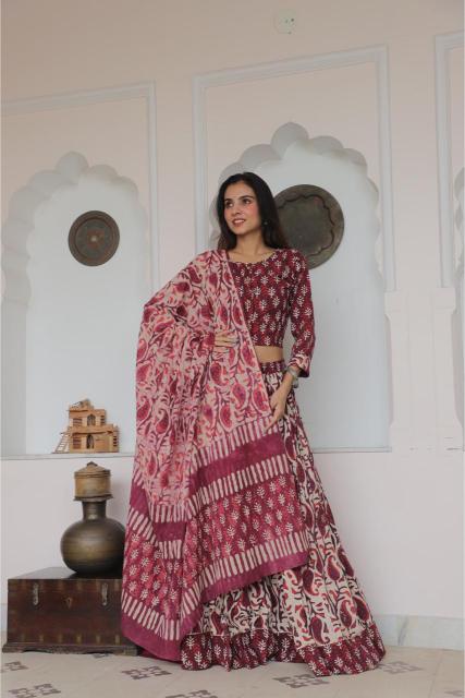 Lehenga Set For Navratri,  Cotton Lehenga set,  Mul Cotton Lehenga,  Festive Special outfit,  Lehenga , Pastel blue Lehenga , maroon Lehenga 