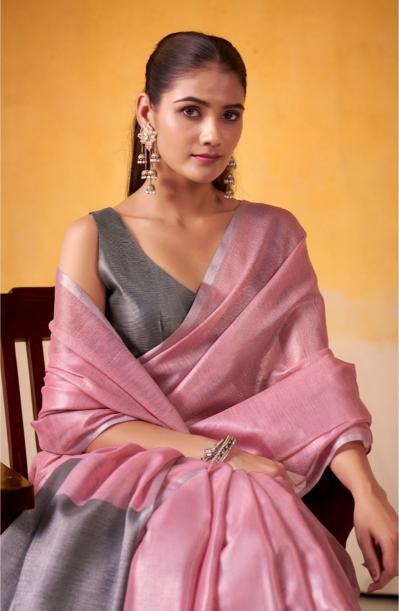 Pink Silk Saree, Candy Floss Pink Tissue Silk saree, Durga puja Silk sarees, Handloom Tissue Silk saree, Salmon Peach saree, Ranga Chakra Saree, Navratri Sarees, Tissue Sarees