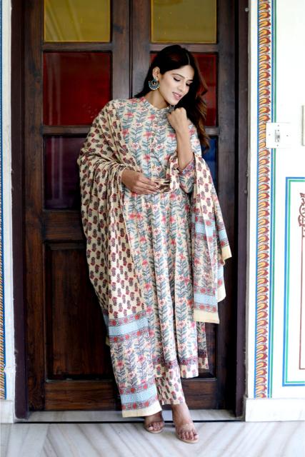 Floral Cotton Anarkali Suit