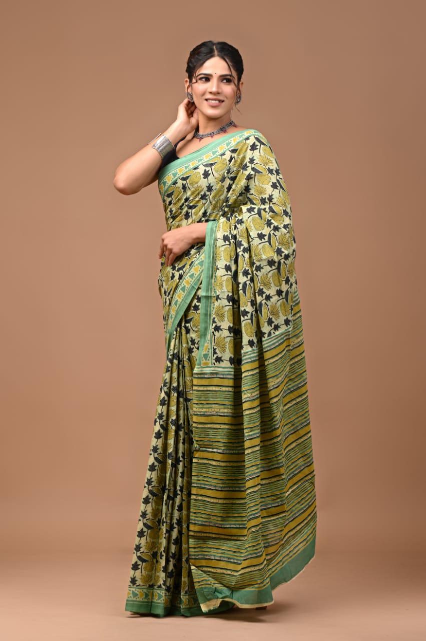 Quirky Artichokes Mul Cotton Saree