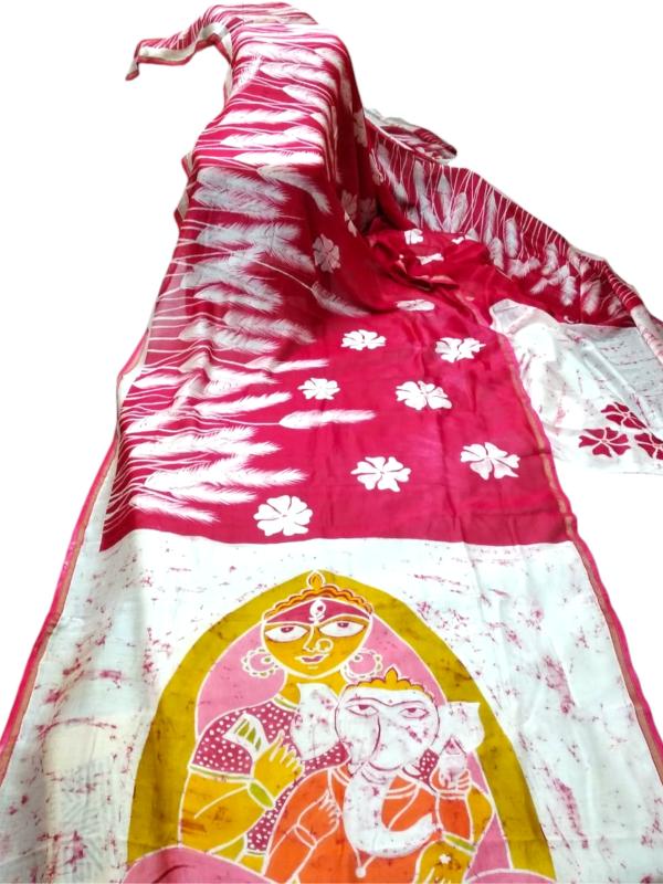 Durga Batik Mulberry Silk saree