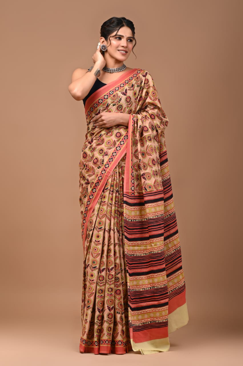 Quirky Wild Flower Mul Cotton Saree