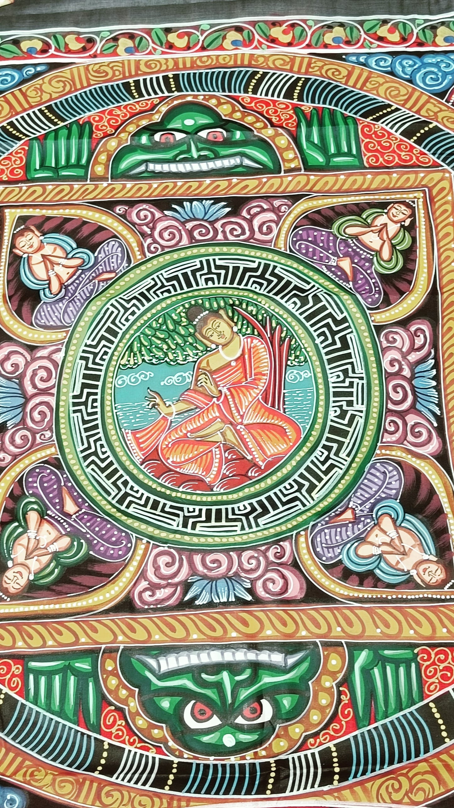 Pattachitra Buddha Handpainted Silk sarees