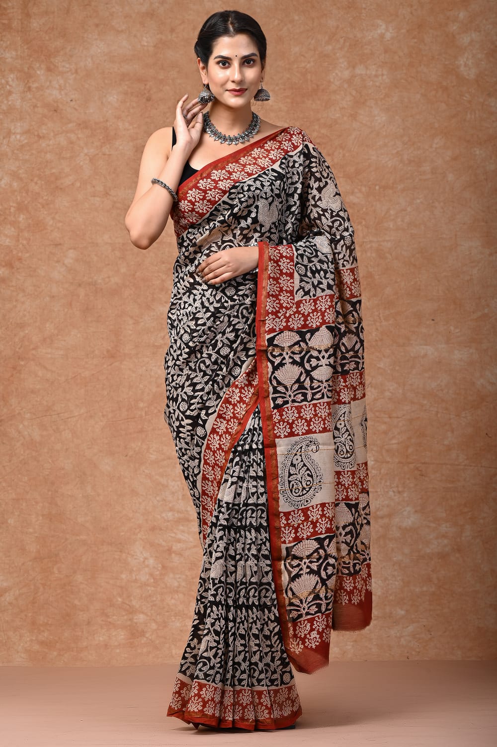 Summer inspired block printed Chanderi Silk saree