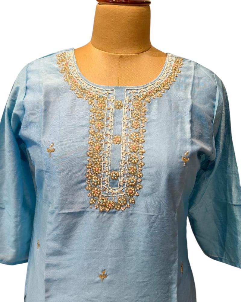 Baby Blue Silk Kurti