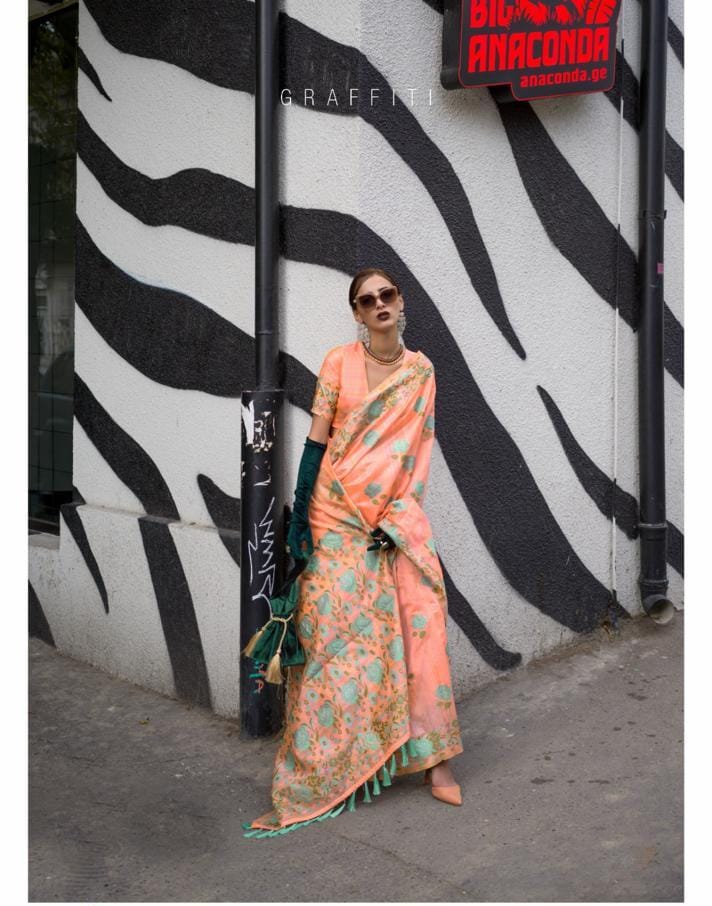 Pastel Handwoven silk saree