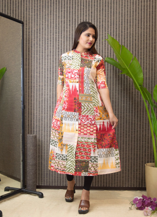 Fusion Patchwork Cotton Kurta