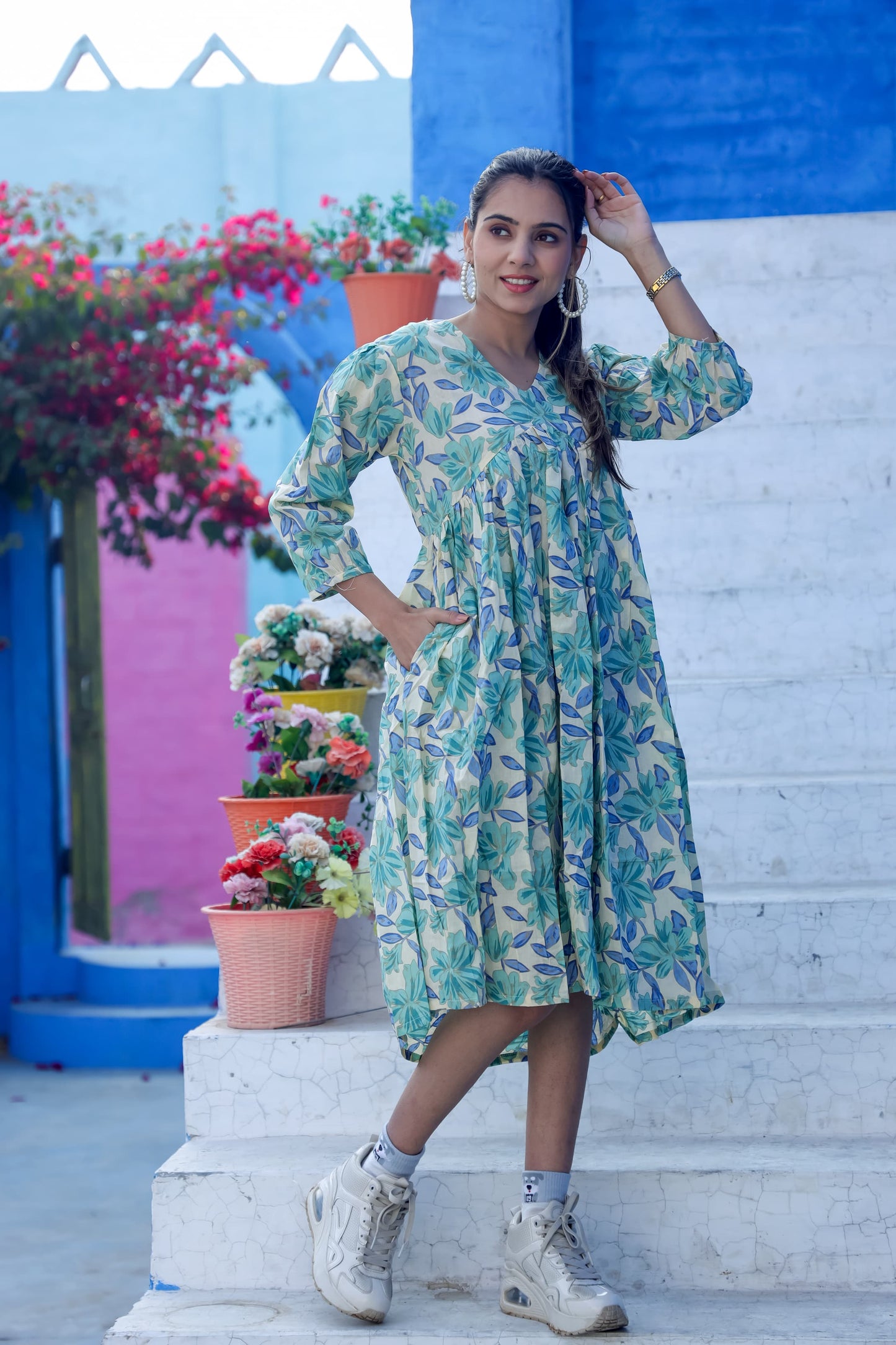 Soft Floral Cotton Dress