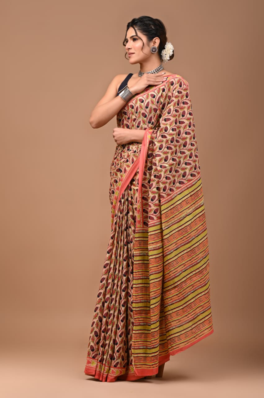 Quirky Wild Flower Mul Cotton Saree