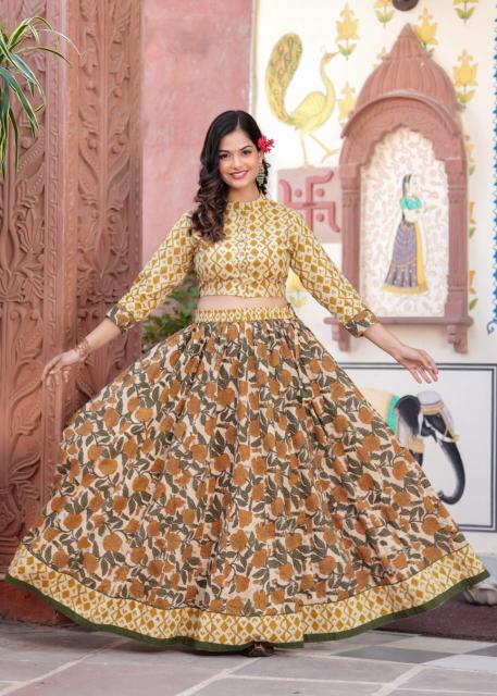 Navratri Mul Cotton floral Comfort Fit Lehenga Set