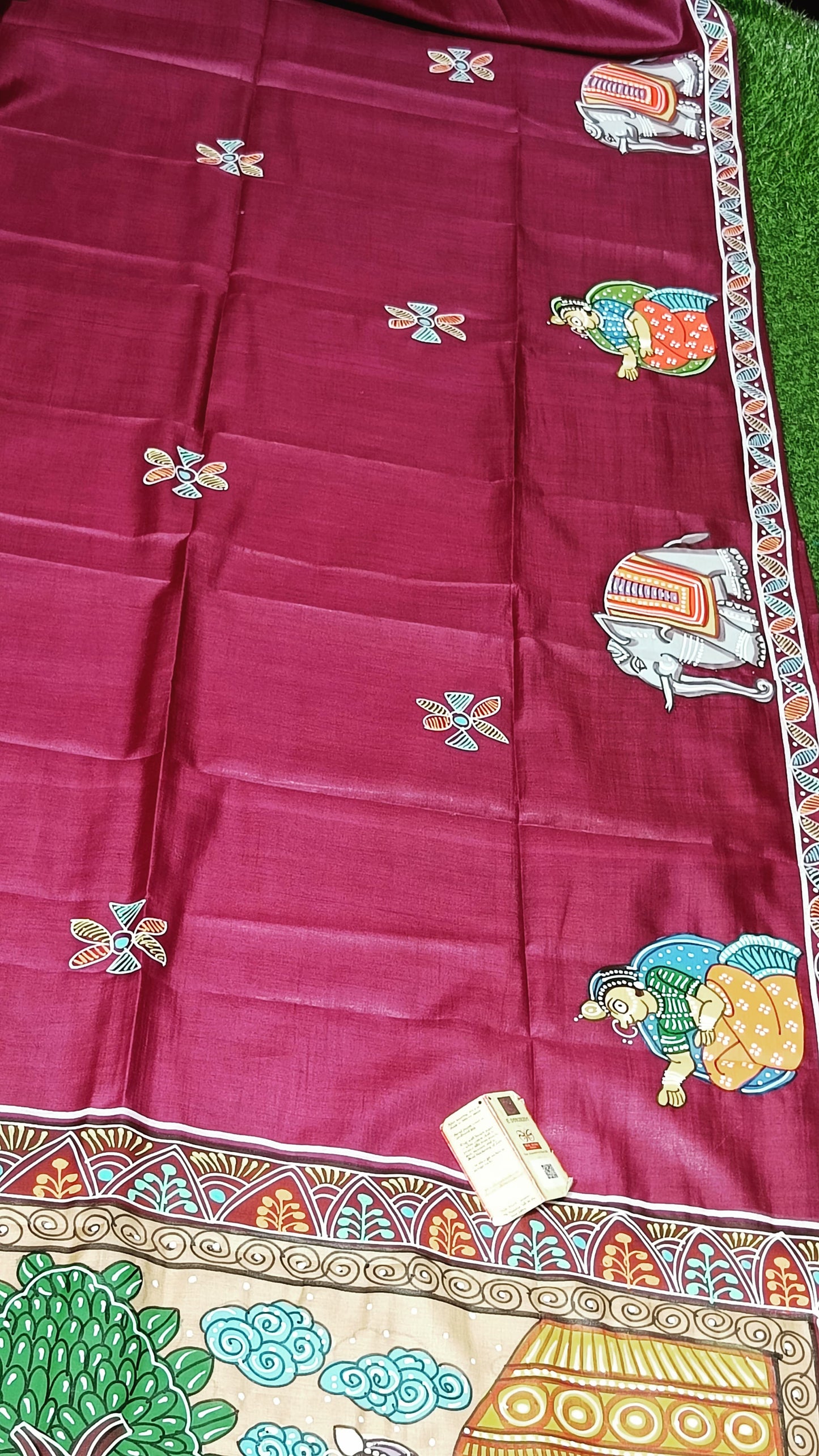 Phad Painting Bishnupuri Silk Saree