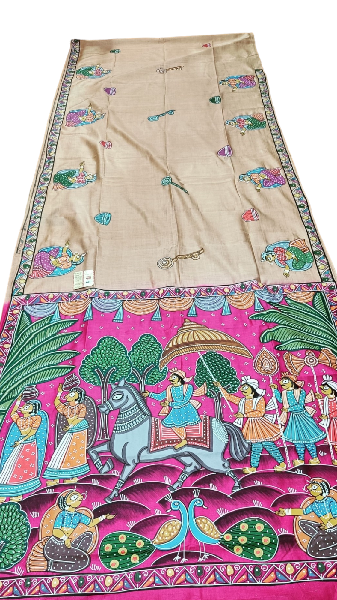 Off White Phad Painting Bishnupuri Silk Saree