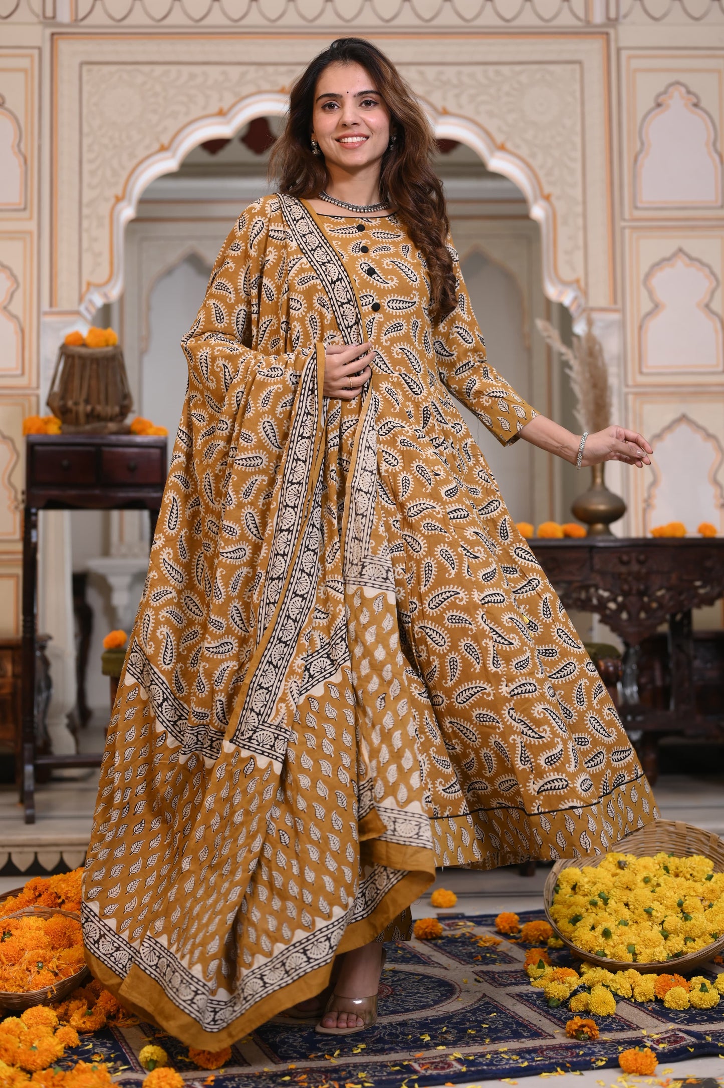 Floral Mul Cotton Anarkali Suits