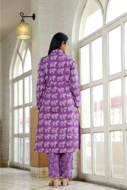 Amethyst Cotton Shirt Collar Kurta coord Set