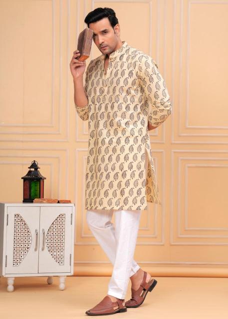 Beige Mens Kurta, Long Cotton Kurta, Paisley Print kurta, Mens Festive Wear, Ethnic Mens Wear, Ranga Chakra Mens Wear, Navratra kurtas, Mens kurta Pajama, Designer kurta for men, kurta for men, Cotton Mens kurta. Stylish kirta for me, Fish cut Kurta for Mens, Straight kurta for mens, Indigo striped Cotton Kurta