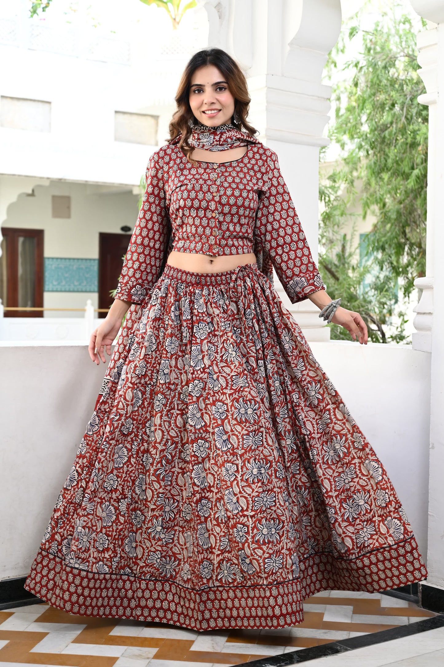 Cotton Lehenga Set Natural shade