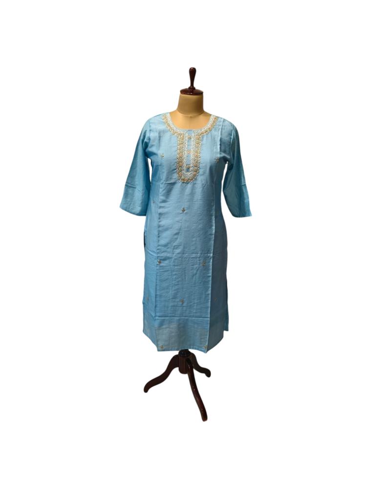 Baby Blue Silk Kurti
