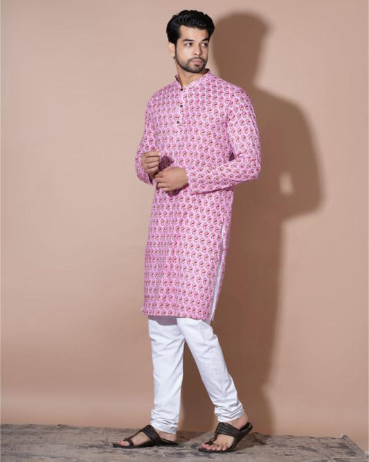 Pink Cotton Kurta