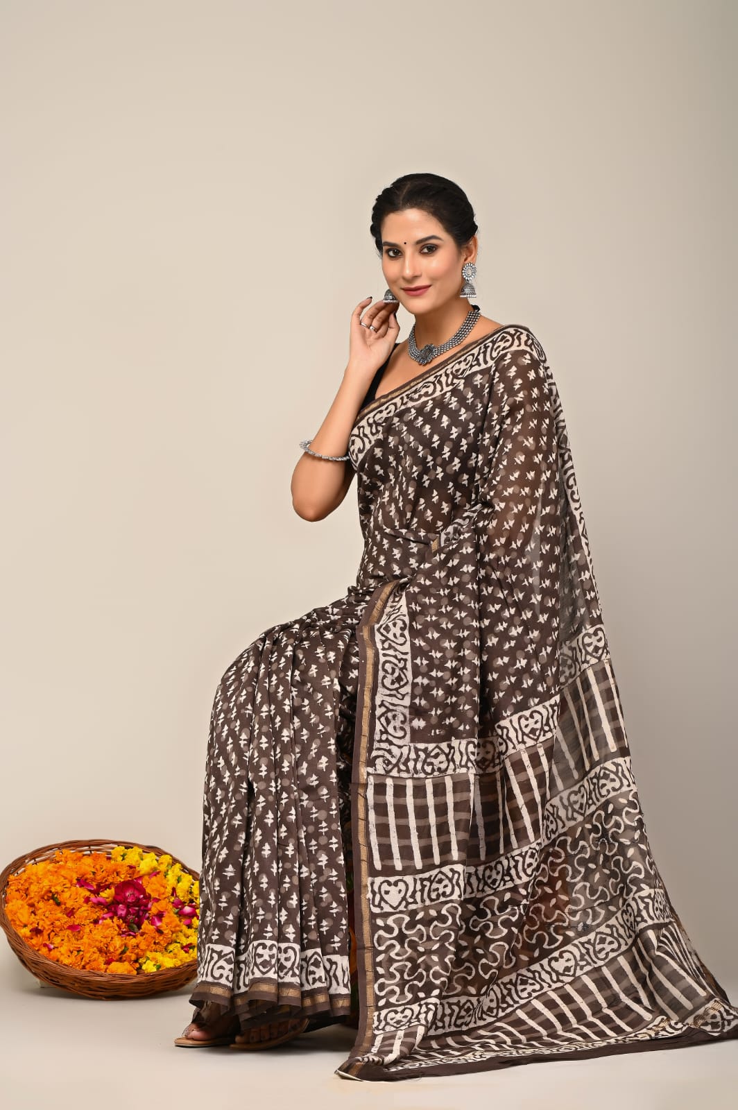 Nude brown summer saree