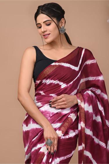 Shibori Maroon Cotton Silk saree