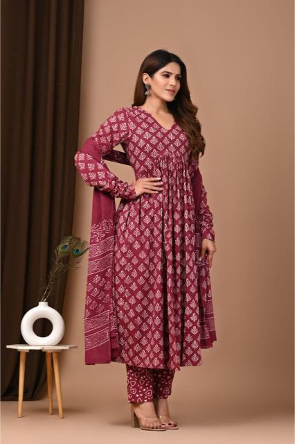 Maroon Anarkali suit