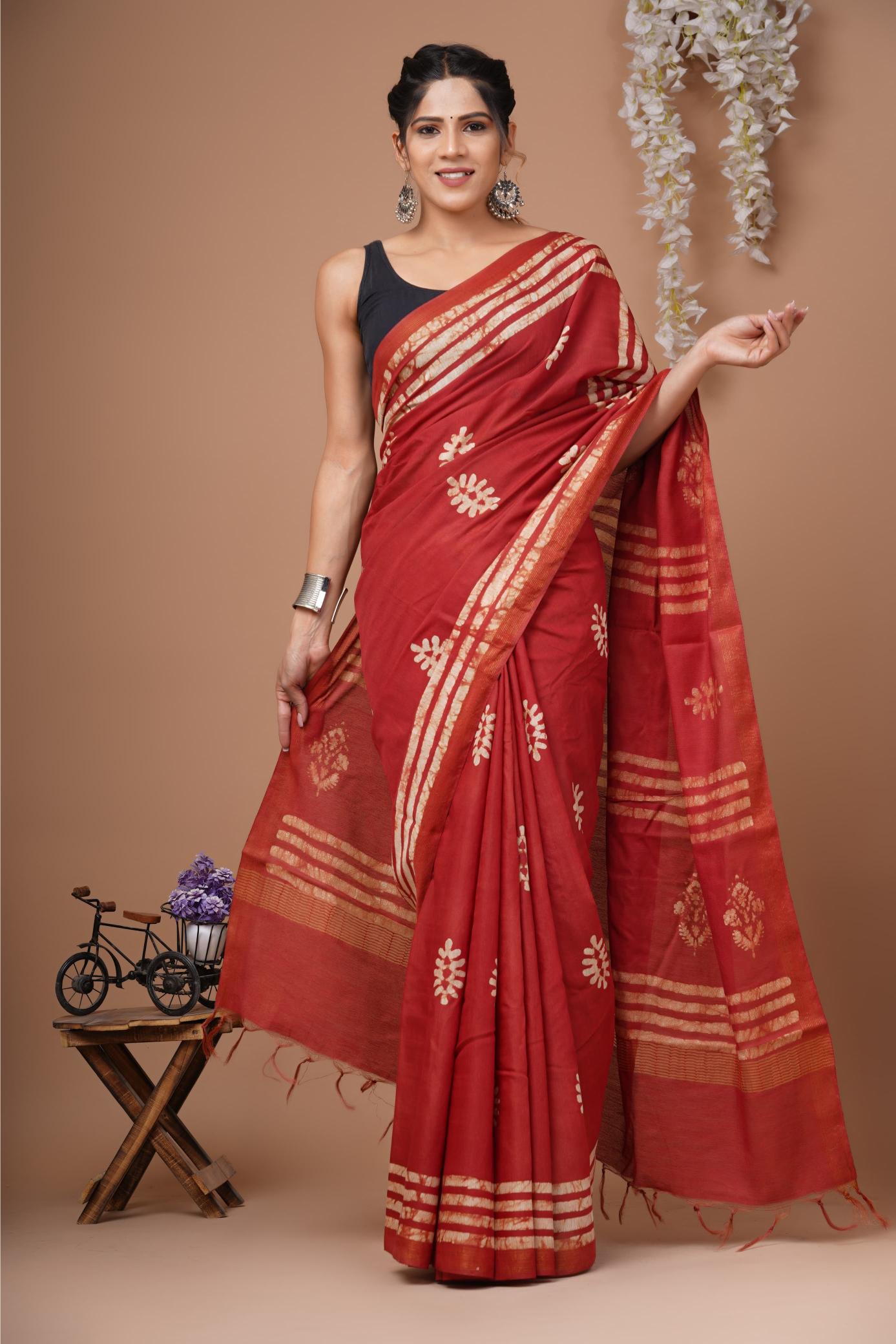 Shibori Stripes Cotton Silk saree