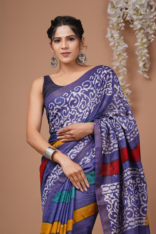 Purple Shibori Cotton Silk saree