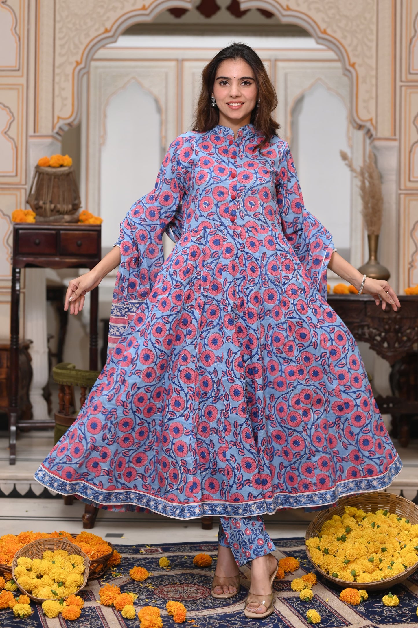 Pastel Mul Cotton Anarkali Suits