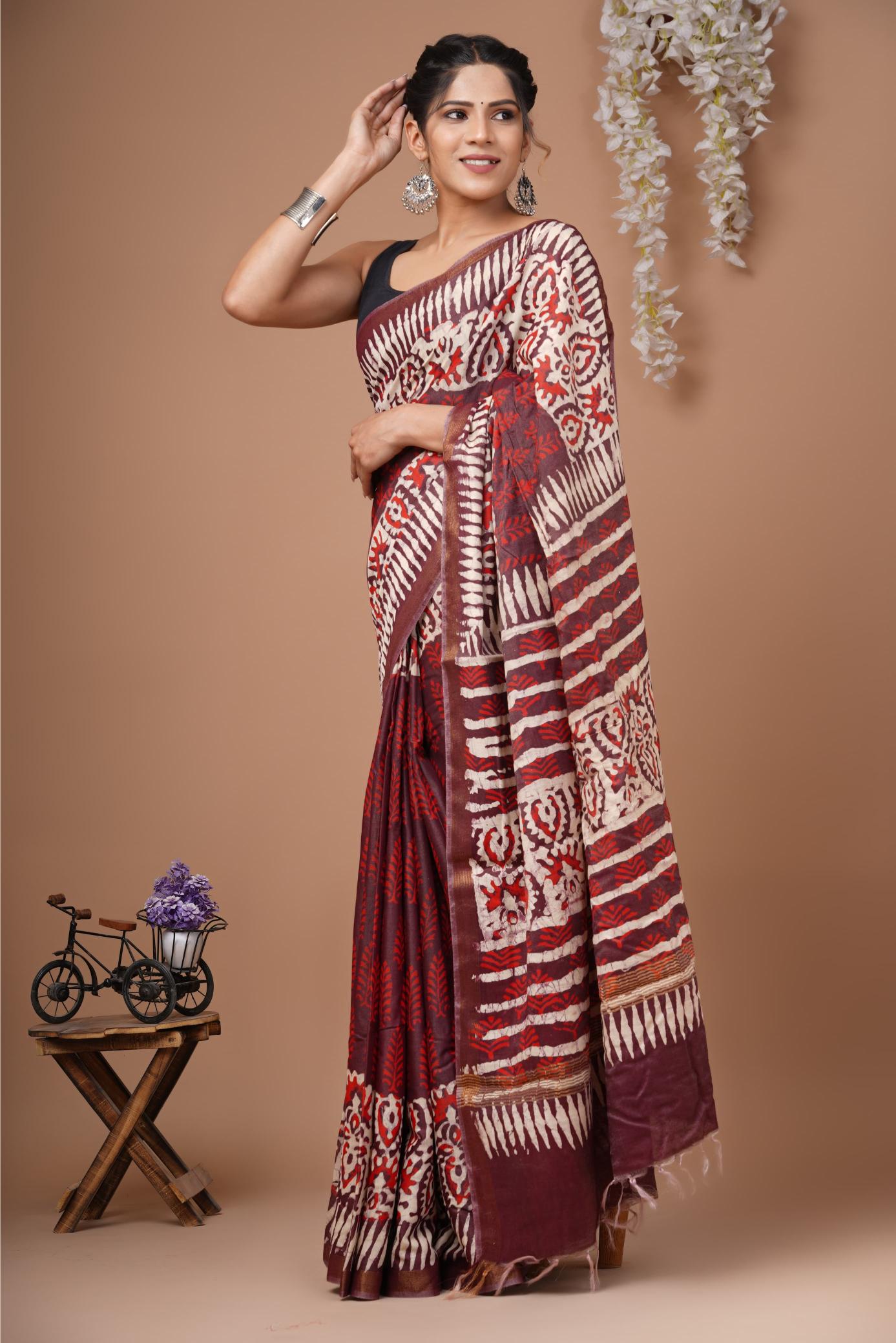 Shibori Tribal Cotton Silk saree