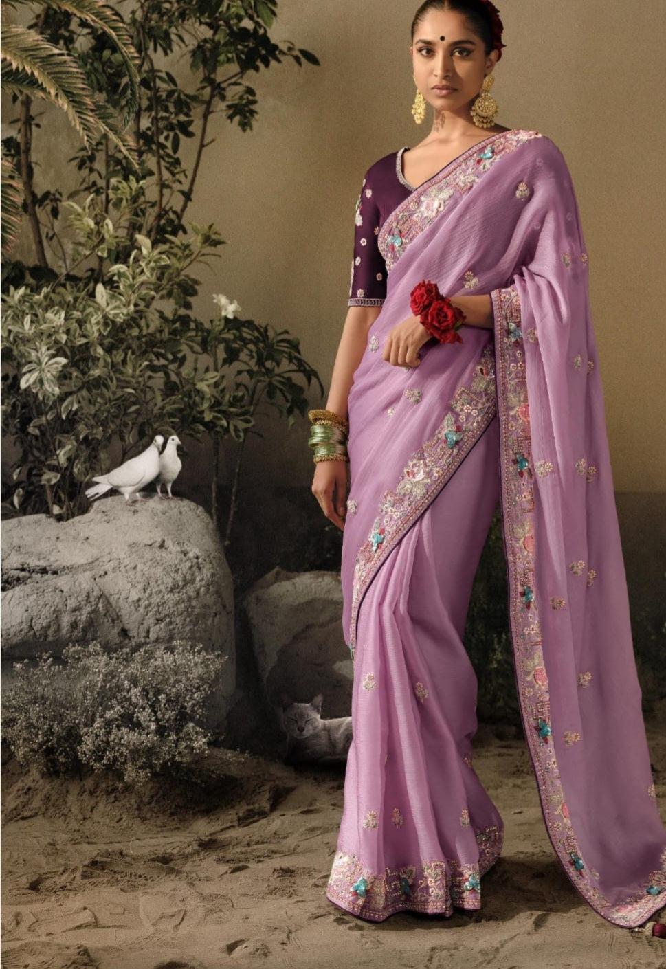 Bridal Zari Sequin Embroidery Pure Silk Sarees