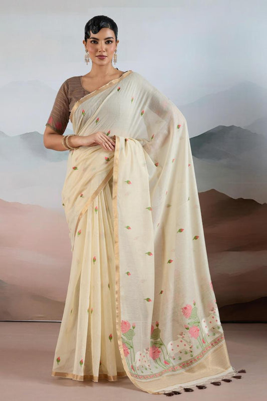 Ivory Pichwai Saree
