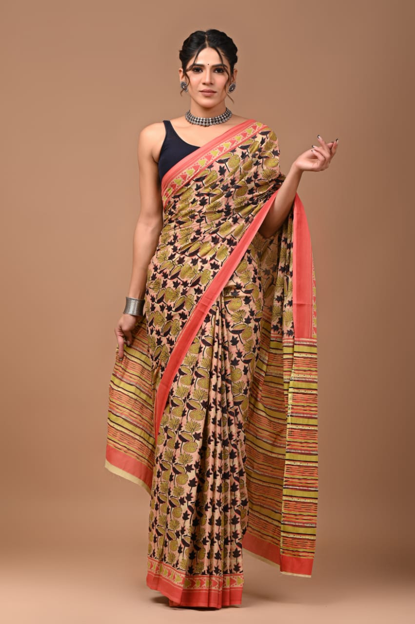 Quirky Wild Flower Mul Cotton Saree