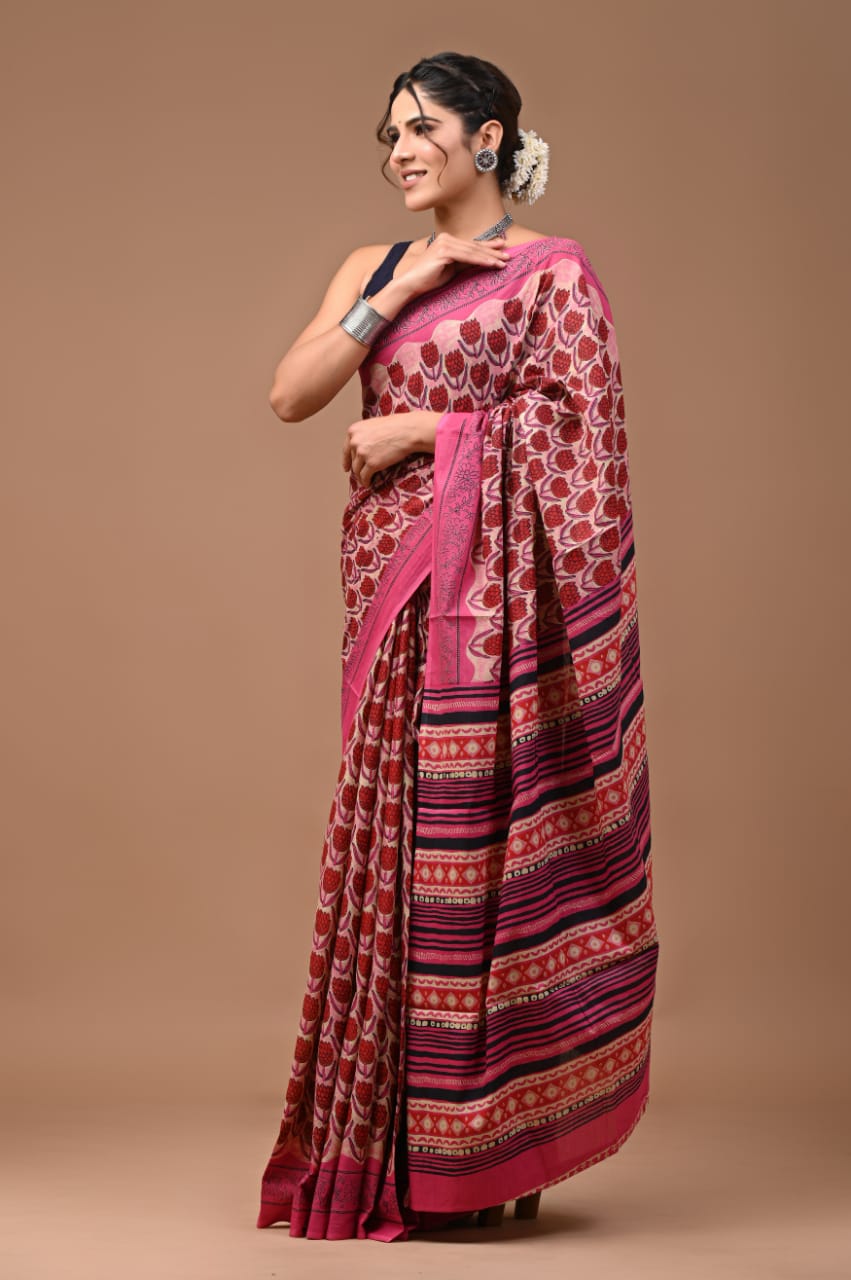 Quirky Wild Flower Mul Cotton Saree