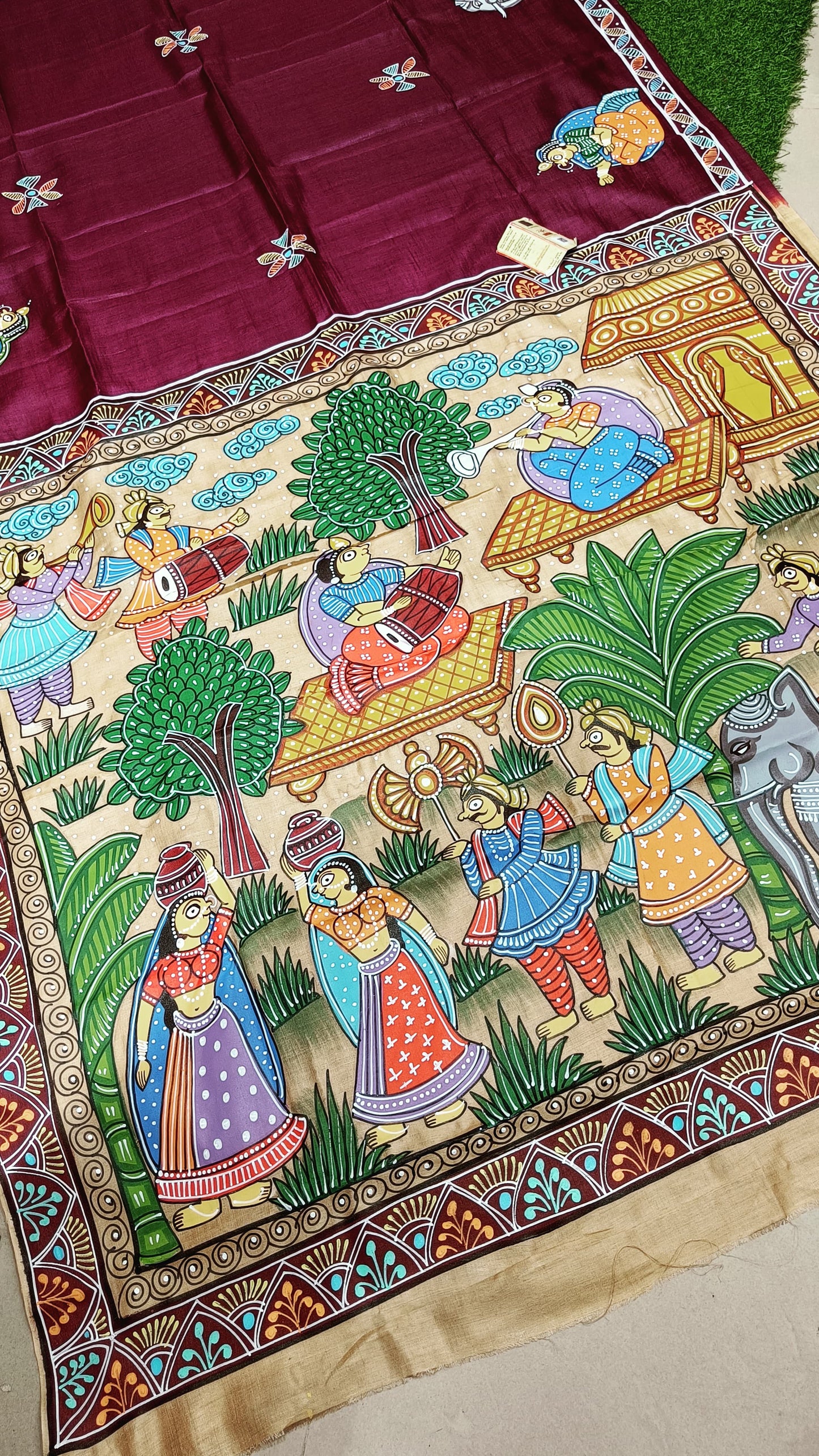 Phad Painting Bishnupuri Silk Saree