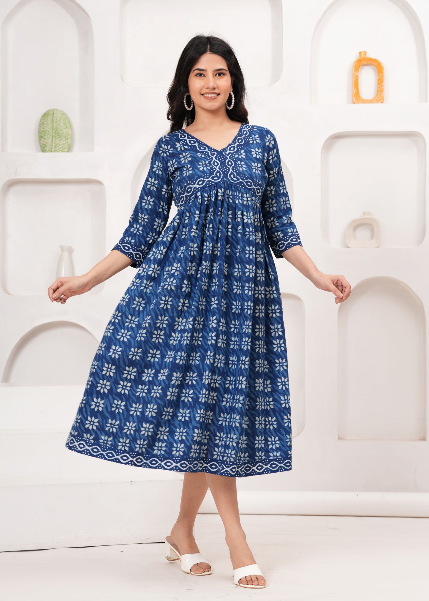 Indigo Mul Mul Cotton Dress