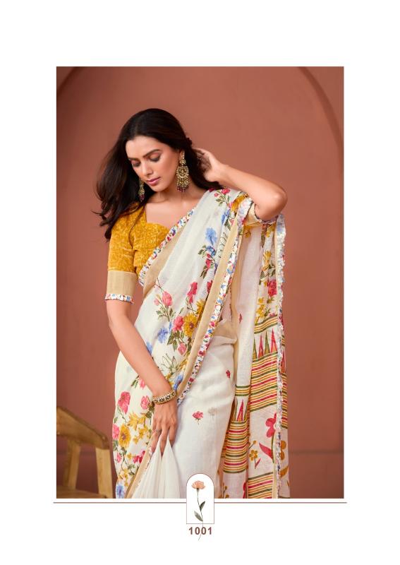 Off White Floral Saree