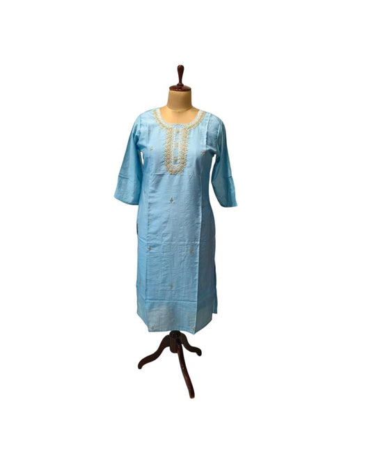 Baby Blue Silk Kurti