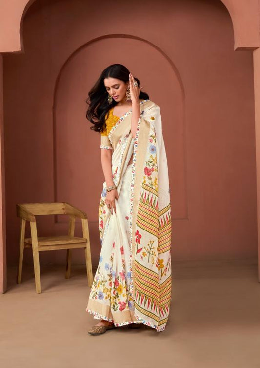 Off White Floral Saree