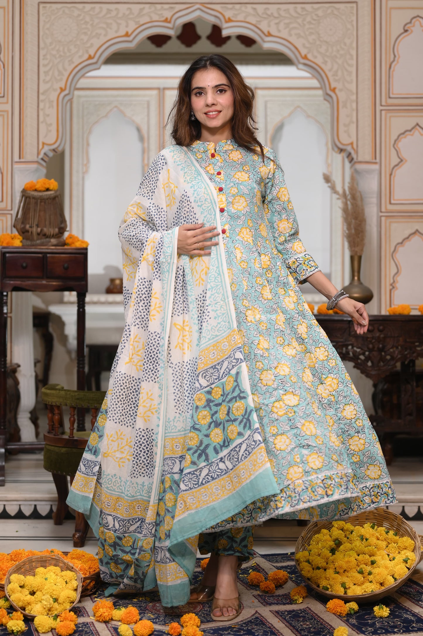 Pastel Mul Cotton Anarkali Suits