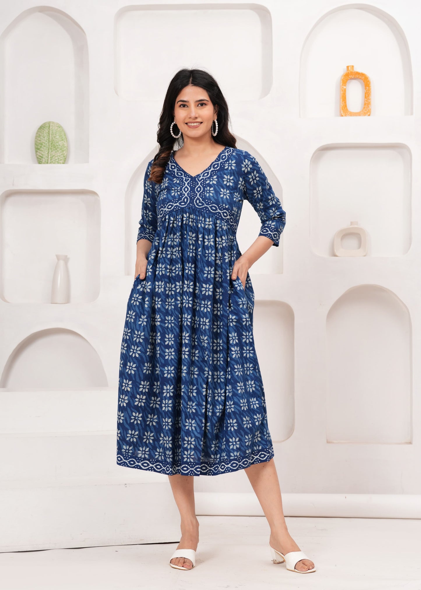 Indigo Mul Mul Cotton Dress