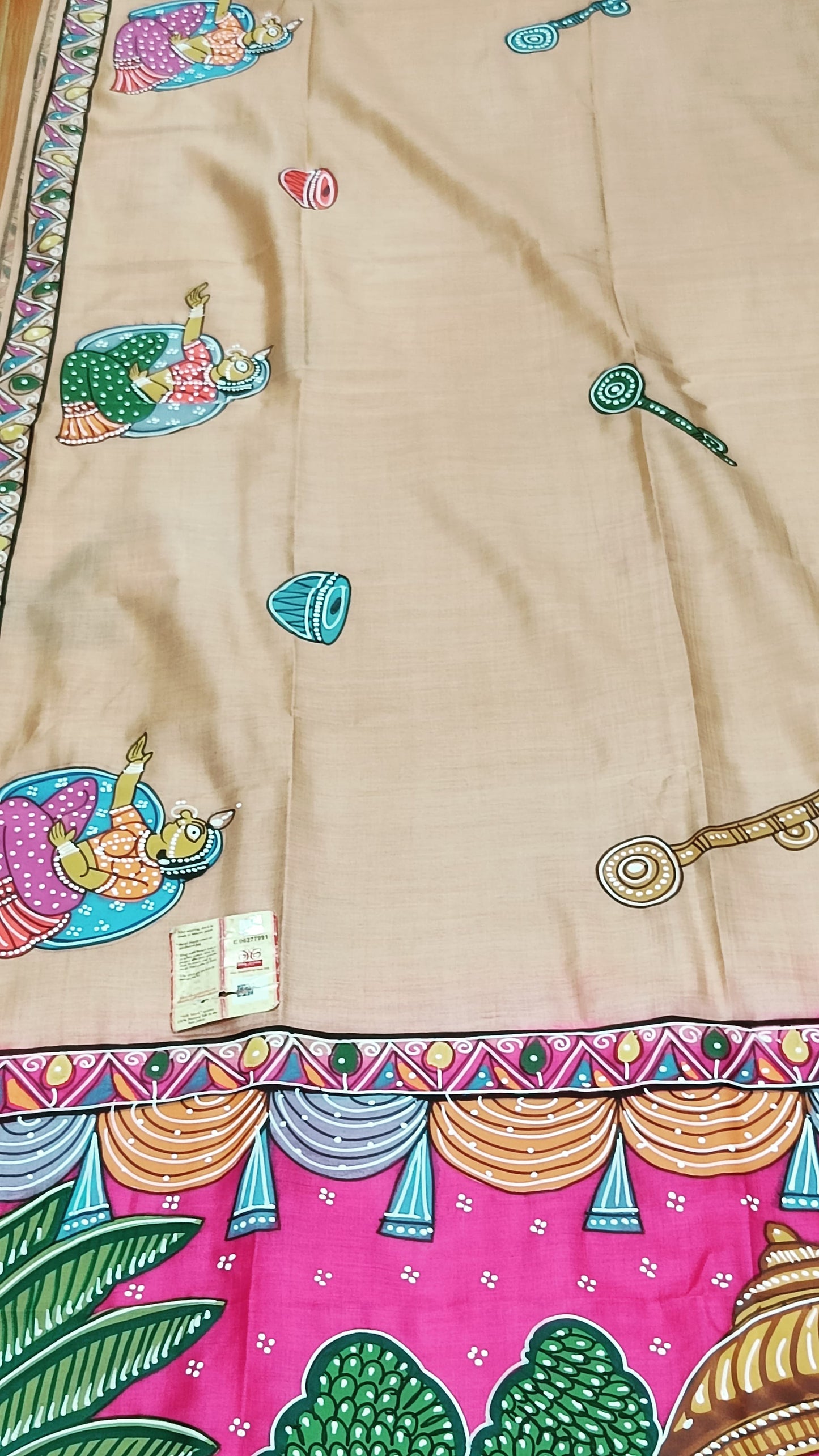 Off White Phad Painting Bishnupuri Silk Saree