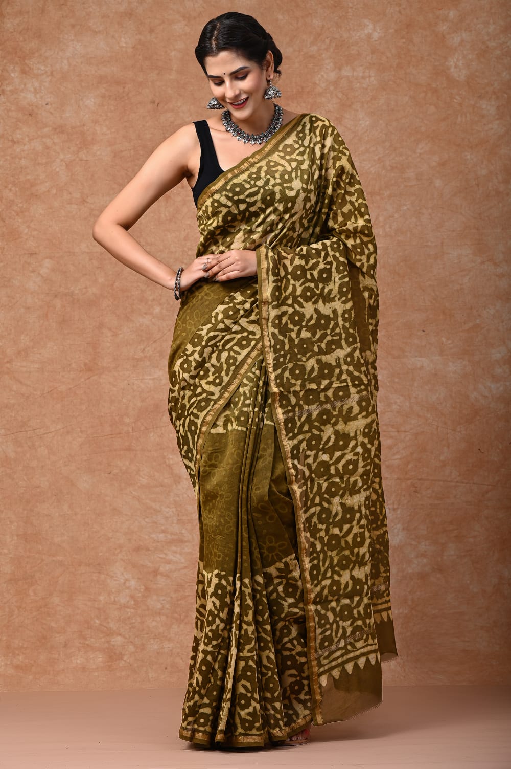 Summer inspired block printed Chanderi Silk saree