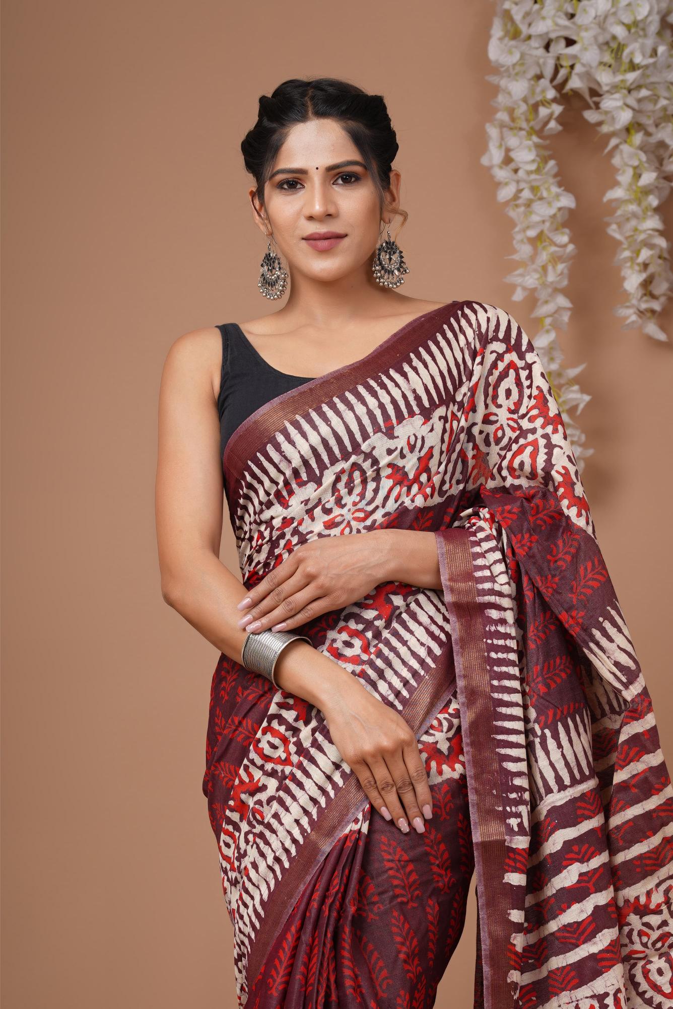 Shibori Tribal Cotton Silk saree