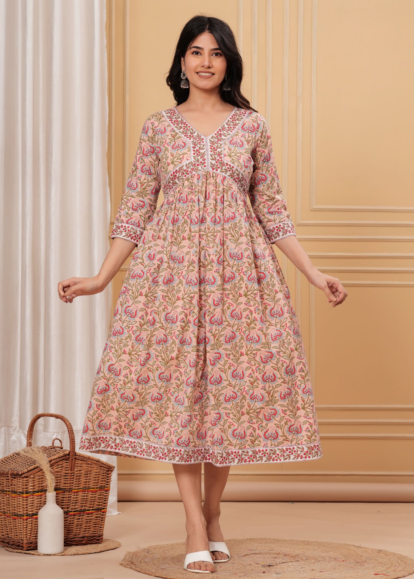 Nude peach Mul Mul Cotton Dress